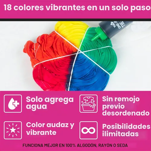 Vista 4 de Kit de tinte de un solo paso Tulip: Suministros para fiesta de teñido anudado, 18 botellas