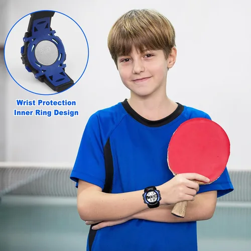 Vista 5 de CKV Kids Digital Watch Boys Teenage Watches Ages 5-18,50M Waterproof Multifunctional Sport Watches with 7 LED Backlight Alarm Calendar Timer for