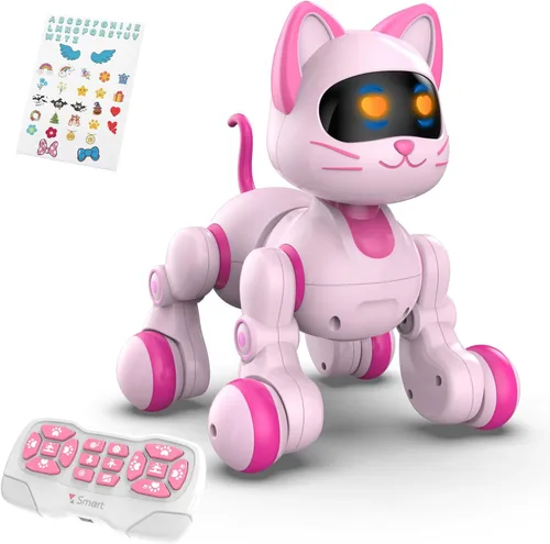 Vista 10 de STEMTRON Gato Robot Control Remoto Programable para Niños, Gato Robot Interactivo, Perro Robot Robo Gato, Robot RC con Sensor de Toque, Ojos LED Azul