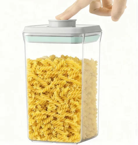Vista 8 de Recipiente hermético de almacenamiento de alimentos con tapas, sin BPA para espagueti, cereales, harina, arroz, organizador de cocina