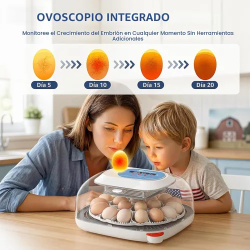 Vista 7 de Sailnovo 24 Egg Incubators for Hatching Eggs, 360° View with 4 Modes, Blue