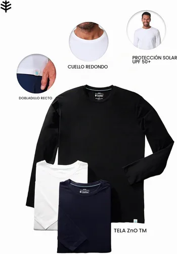 Vista 9 de Camiseta manga larga de hombre Coolibar UPF 50+ Protección solar.