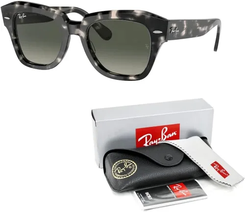 Vista 3 de Ray-Ban State Street RB2186 - Lentes de sol cuadrados para hombre y mujer + paquete con kit de gafas de diseñador iWear