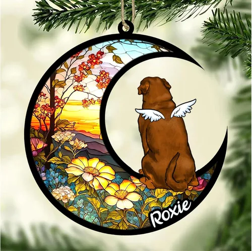 Vista 837 de LOVELYPOD Adorno de Navidad personalizado para perro Basset Hound (marrón) Basset Hound (marrón) adorno para atrapasoles de perro, razas de perros
