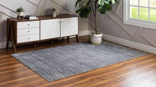 Vista 2 de Unique Loom Oasis Collection - Alfombra de área tranquila (2 x 3 pies, rectangular, gris/marfil)
