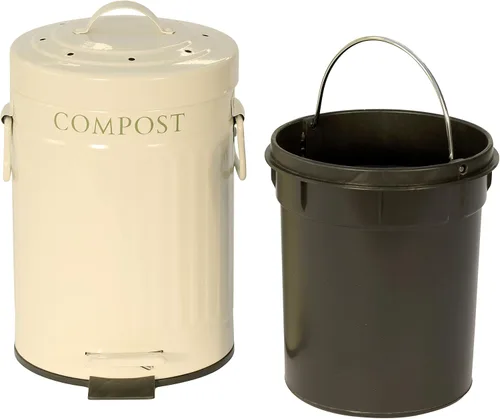 Vista 5 de KitchenCraft KCCOMPBIN - Papelera de cocina con pedal, metal, 3 litros, color crema