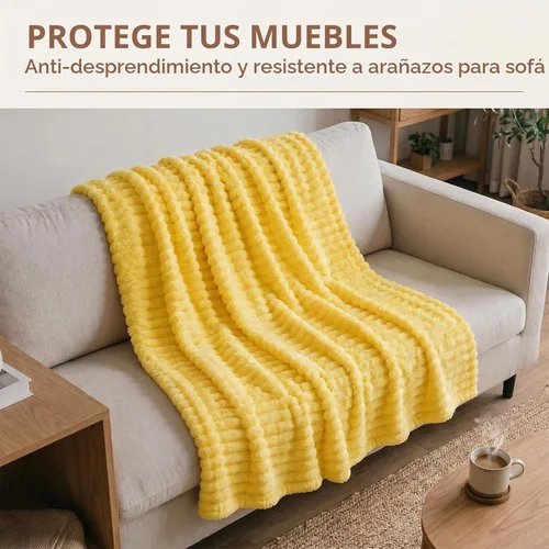 Vista 5 de Manta de apoyo emocional para perros, manta amarilla para perros (amarilla, 27 x 39 pulgadas)