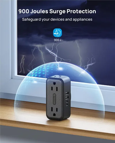 Vista 6 de TROND 360 - Extensor de salida giratorio con 4 puertos USB, color negro