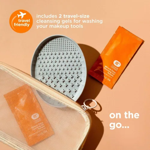 Vista 4 de Real Techniques Miracle Brush - Paleta limpiadora de brochas de maquillaje para limpieza profunda, uso con champú de brochas de maquillaje, crestas