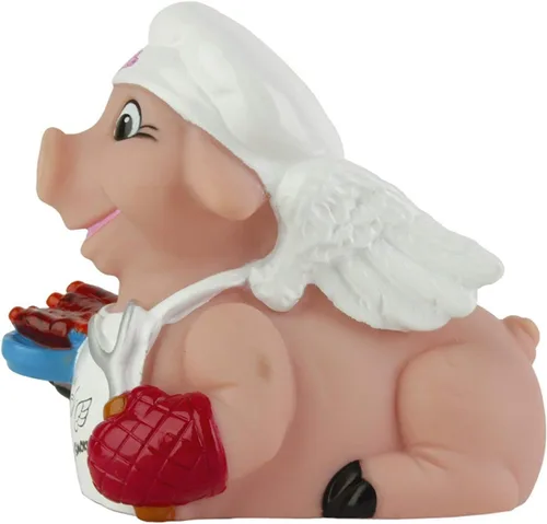 Vista 2 de CelebriDucks - Pato de goma flotante, Holy Smoker BBQ Pig - Regalos coleccionables para niños y adultos - Juguetes divertidos, seguros y sellados