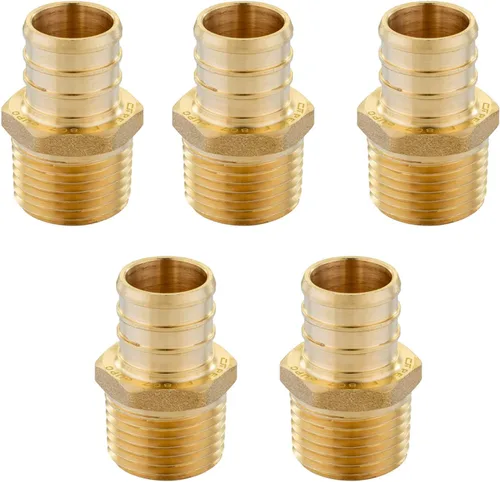 Vista 9 de 2 piezas Pex Barb Crimp accesorios de latón adaptador macho NPT de 1 pulgada x 1 pulgada ASTM F1807,Para agua potable PEX1807022(2)