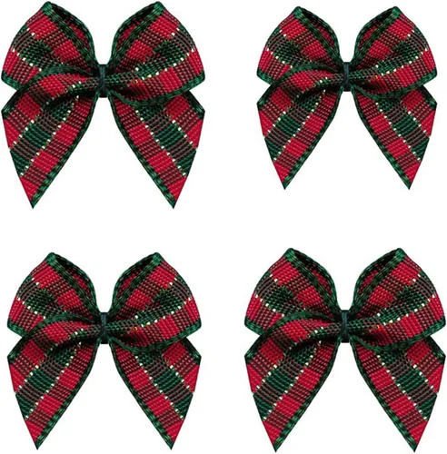 Vista 10 de VIVIQUEN 50 mini lazos de cinta a cuadros con flores a cuadros, lazos de cinta a cuadros, apliques de bricolaje para costura, álbumes de recortes