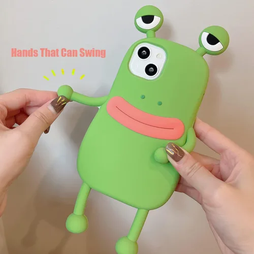 Vista 4 de Yatchen - Funda fea compatible con iPhone 6 Plus/7 Plus/8 Plus, carcasa de teléfono kawaii de dibujos animados en 3D, rana linda de silicona suave
