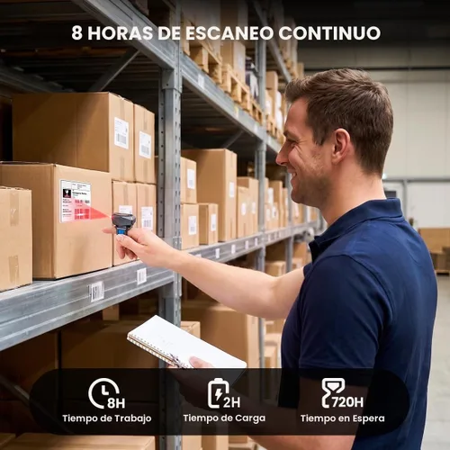 Vista 6 de Eyoyo Actualizado mini portátil 2D 1D QR dedo anillo escáner de código