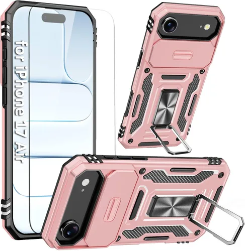 Vista 35 de Funda compatible con iPhone17 Pro con soporte, cubierta de cámara y protector de pantalla HD, doble capa a prueba de golpes, protección contra