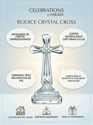 Vista 7 de Mikasa Celebrations Rejoice Cruz de Cristal de Vidrio, 9 Pulgadas, 2.56" x 4.13", Transparente