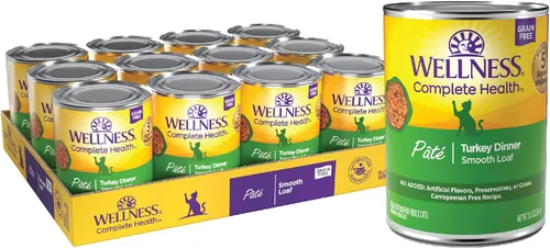 Vista 14 de Wellness Complete Health - Alimento húmedo en paté para gatos adultos, natural, rico en proteínas, sin granos, 12.5 onzas, paquete de 12
