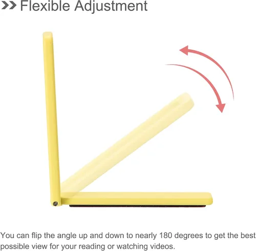 Vista 3 de uxcell Soporte delgado para teléfono celular, soporte de escritorio horizontal y vertical, soporte plegable para teléfono para la mayoría de Amarillo