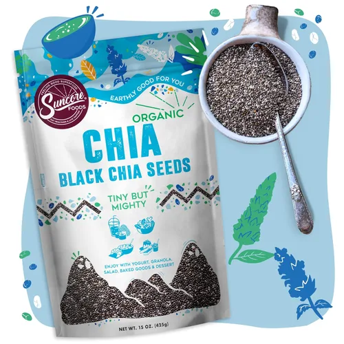 Vista 3 de Suncore Foods Semillas orgánicas de chía negra, 15 onzas, superalimentos, sin gluten USDA Organic, Plant-Based, Vegan, GMO-Free, Gels Easily, For