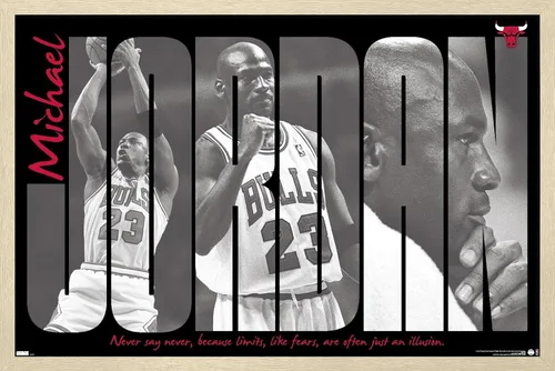 Vista 7 de Trends International Michael Jordan - Póster de pared con texto en inglés "Never Say Never Say Never", 22.4 pulgadas de largo x 14.7 pulgadas