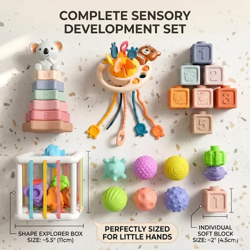 Vista 2 de Juguete de actividad: actividades sensoriales para niños pequeños y niños, juguetes para bebés de 6 a 18 meses, juguetes Montessori para bebés de 1