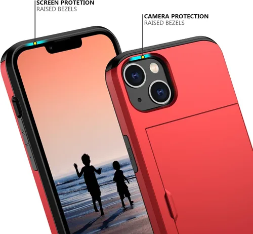 Vista 86 de Nvollnoe - Funda para iPhone 14 con tarjetero [tienda de 5 tarjetas] Negro - Almacenamiento más grande