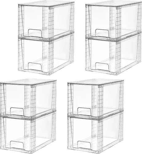 Vista 9 de Vtopmart - Paquete de 4 cajones apilables grandes, color negro Negro (paquete de 4)