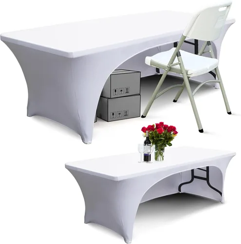 Vista 26 de ABCCANOPY - Mantel elástico de 1,2 m para mesa, ajustado, con parte trasera abierta, lavable, salvamanteles para mesas rectangulares, color negro
