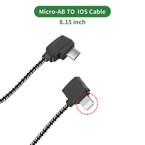 Vista 3 de Cable de control remoto Micro-AB a iOS de 8.15 pulgadas para DJI Mavic Mini/SE/Air/Pro Platinum, Mavic 2 Pro Zoom, cable de datos de teléfono RC