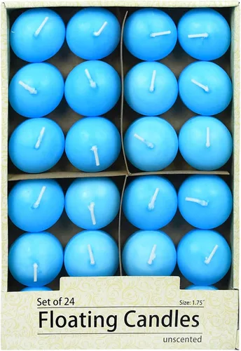 Vista 2 de Zest Candle Velas flotantes de 24 piezas, 1.75 pulgadas, azul claro
