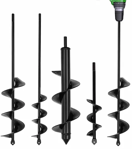 Vista 15 de TCBWFY Broca de taladro de jardín para plantar de 1.6 x 16.5 pulgadas y 3.5 x 16 pulgadas, herramienta de maceta resistente para cavar agujeros