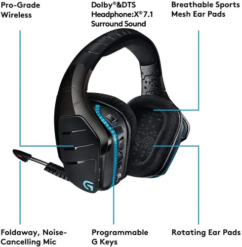 Vista 2 de Logitech G933 Artemis Spectrum RGB 7.1 Auriculares para juegos con sonido envolvente (renovado)