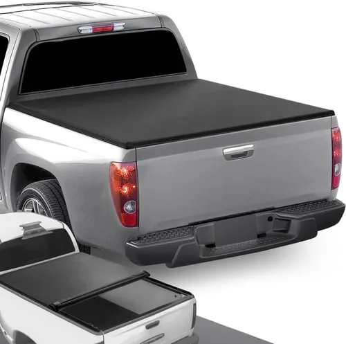 Vista 10 de DNA MOTORING Nueva actualización de cubierta tonneau para parte de atrás de camioneta, apertura con tres pliegues, compatible con Colorado/Canyon