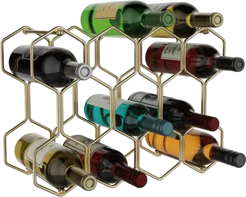 Vista 11 de Buruis Estante de vino para encimera, soporte de vino de metal para 14 Negro