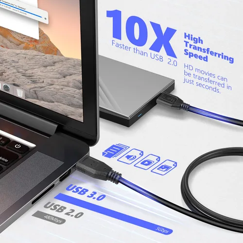 Vista 3 de MaxLLTo Cable de datos USB 3.0 de 6 pies para disco duro externo Western Digital WD My Book