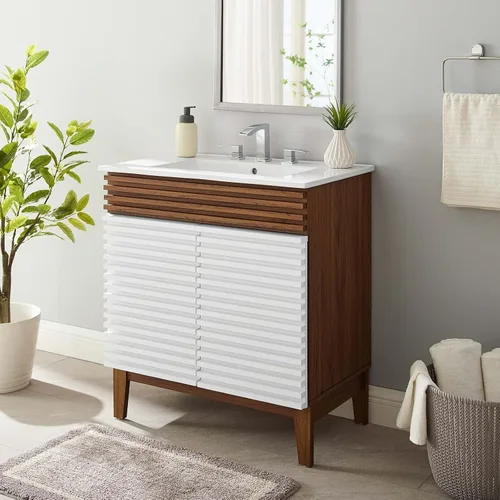 Vista 54 de Modway Render 23.5" tocador de baño en nogal (lavabo no incluido)