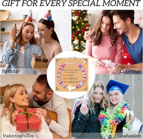 Vista 88 de Regalos navideños para niños, niñas adolescentes, mujeres, linda pulsera de cruz para niñas, regalos de Navidad cristianos para mujeres, ideas