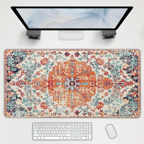 Vista 29 de Alfombrilla de mouse negra estética vintage para juegos botánicos, extendida, bonita planta verde bosque, naturaleza, floral, grande