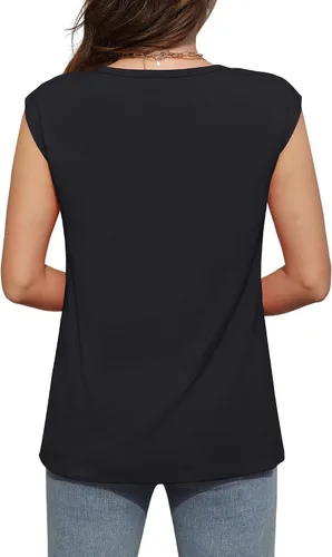Vista 5 de WIHOLL Camisetas sin mangas para mujer, camisas de manga casquillo de verano con lindo encaje 2024 a la moda