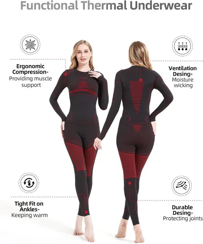 Vista 2 de Ropa interior térmica para mujeres Long Johns para mujeres, capa base para mujeres, en climas fríos