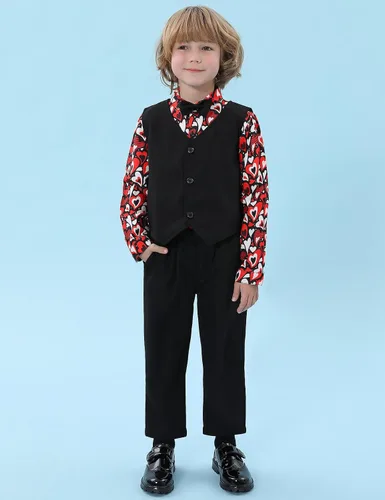 Vista 84 de A&J DESIGN Conjunto de traje de caballero para niños pequeños, 3 piezas, camisas, chaleco y pantalones