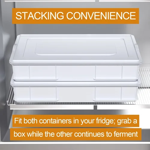 Vista 9 de Paquete de 2 cajas de masa apilables para pizza con 2 tapas Plastic, Bread Container, Dough Trays, airtight lid keeps dough fresh, fits neatly in