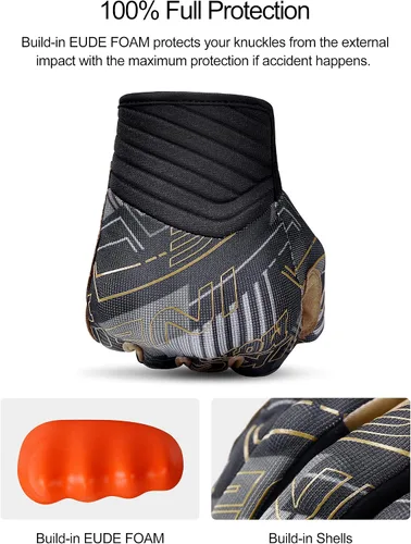Vista 4 de INBIKE Guantes transpirables de motocross para hombre, con protección de nudillos duros, pantalla táctil para motocicleta, deportes de motor