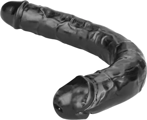 Vista 2 de Consolador doble de cristal de 11.8 x 1.37 pulgadas, consolador largo anal realista con pene, suave y flexible con venas y glande, juguetes sexuales