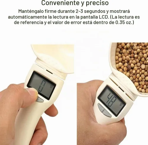 Vista 2 de Cuchara medidora de alimentos, cuchara medidora digital, balanza de cuchara de pesaje de 28.22 oz/0.00 oz de alta precisión con pantalla LCD 1 pieza