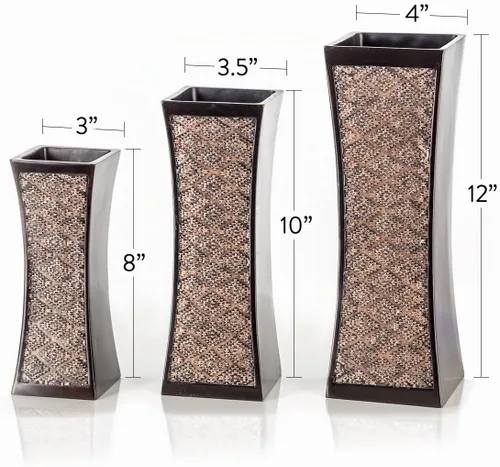 Vista 5 de Creative Scents Jarrones marrones de Dublín para centros de mesa de decoración, juego de 3 jarrones de flores ideales para decoración del hogar