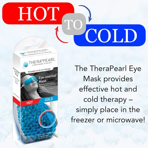 Vista 2 de TheraPearl Máscara de ojos, cuentas de gel flexibles para terapia de frío y calor, compresión no tóxica para ojos hinchados, azul, reutilizable