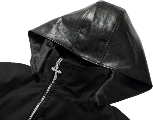 Vista 5 de Abrigo steampunk para hombre, chaqueta gótica, abrigo de cuero, disfraz medieval