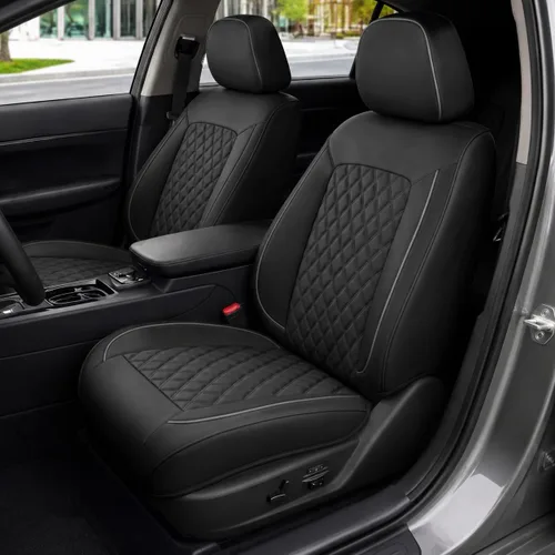 Vista 24 de MotorBox Meridian Series - Fundas de asiento de piel napa, fundas clásicas de asiento delantero, de piel sintética de alta calidad, color beige