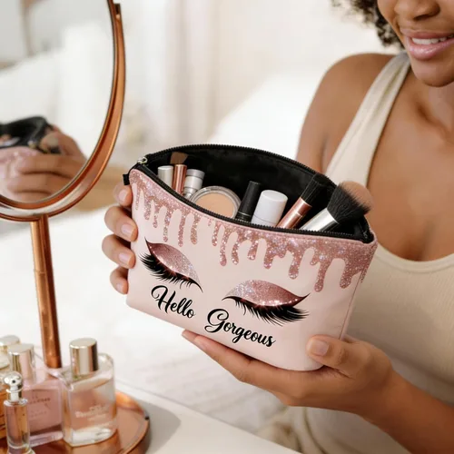 Vista 4 de Bolsa de maquillaje para bolso, bolsas de cosméticos para mujer, regalo inspirador para mujer, pequeña bolsa de cosméticos divertida, bolsa de viaje